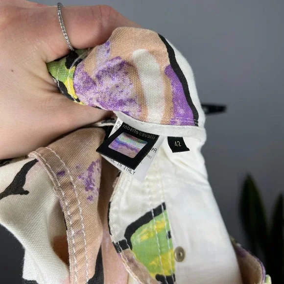 Robeerto Cavalli Floral Watercolor Cropped Pants 42 - Picture 4 of 5